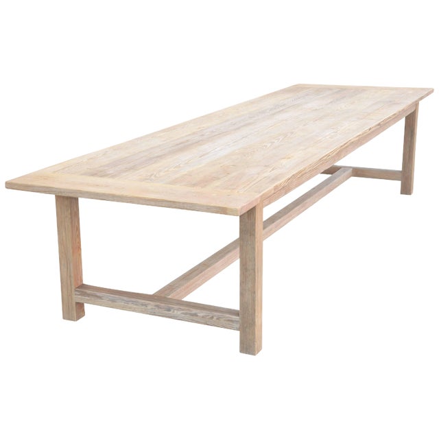 Large Custom Farm Table in Heart Pine, Built to Order by Petersen Antiques For Sale