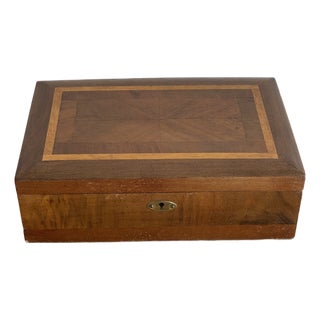 Antique Art Deco Inlaid Wood Box For Sale