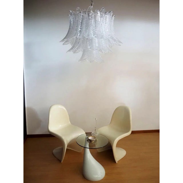 Italian Murano Three-Tier 48 Transparent Felci Glass Chandelier For Sale - Image 9 of 11