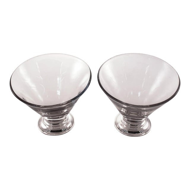 Sterling Glass Cocktail Bowls - A Pair For Sale