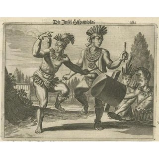 Montanus, Copper Engraving of Hispaniola, Indigenous Life in America, 1673, Print For Sale