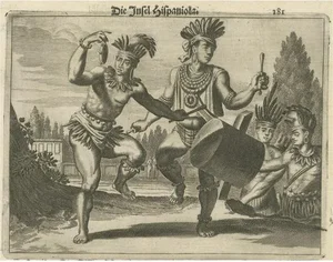 Montanus, Copper Engraving of Hispaniola, Indigenous Life in America, 1673, Print