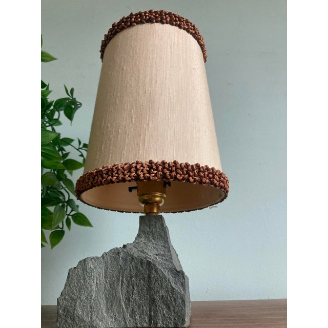 This is such a quirky little piece! The slate base lamp complete with super retro vintage shade! The lamp base is made of...
