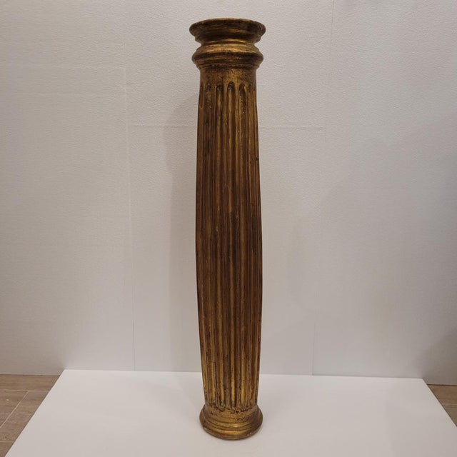 Column Altarpiece Fragment in Carved and Gilded Wood, 19th Century For Sale - Image 6 of 15