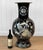 - 1970's Asian Chinoiserie Floor Vase - Stands 28" - Black Enamel over Brass with Exposed Brass Rim & Foot - Attractive...