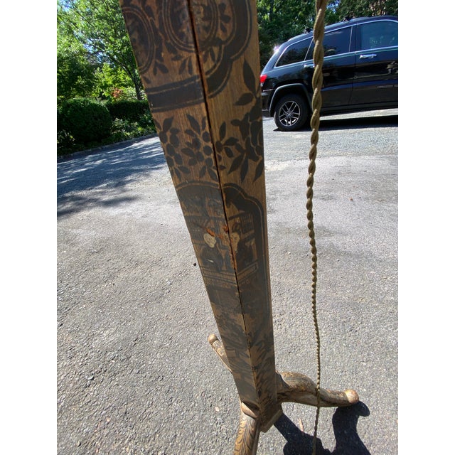 Early 20th Century Pair of Chinoiserie Floor Lamps With Silk Shades For Sale - Image 12 of 12