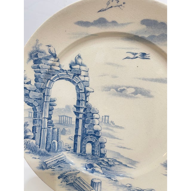 Ceramic French Faience Plates by Gien, Architectural Ruins Faience, Set of 18 For Sale - Image 7 of 10