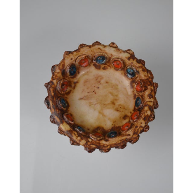 Glazed Ceramic Bowl with Cabochons from La Roue, France, 1960s For Sale - Image 11 of 13