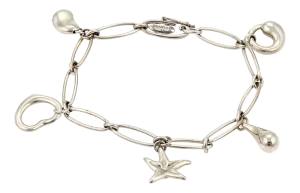 Tiffany & Co. Peretti Sterling Silver 5 Charms Oval Chain Bracelet