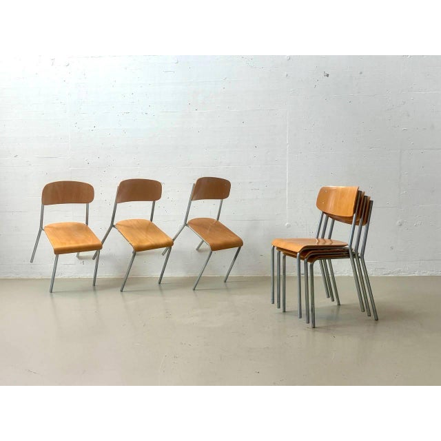 Vintage Stacking Chair in Plywood and Tubular Steel, 1970s For Sale - Image 12 of 18