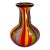 Late 20th Century Badash Hand Blown Art Glass Rainbow Stripe Vase Black Rim 9" Colorful For Sale