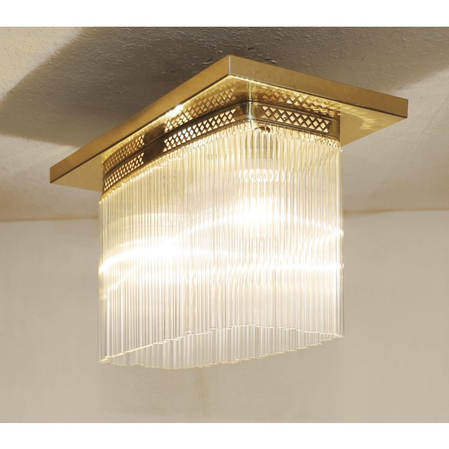 19th Century Art Nouveau Brass and Glass Ceiling Lamp, 1890s For Sale - Image 5 of 7