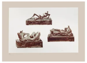 Henry Moore, Three Reclining Figures on Pedestals, Lithograph, 1976