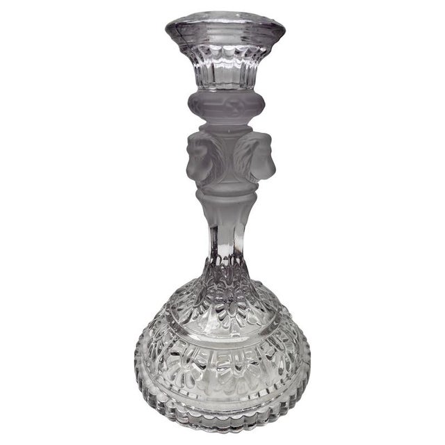 Art Nouveau Clear and Frosted Glass Candlesticks from Val Saint Lambert, 1900s, Set of 2 For Sale - Image 9 of 13