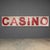 Superb 20th Century illuminating casino advertising sign, mounted on painted metal, letters in plastic with chrome edging,...
