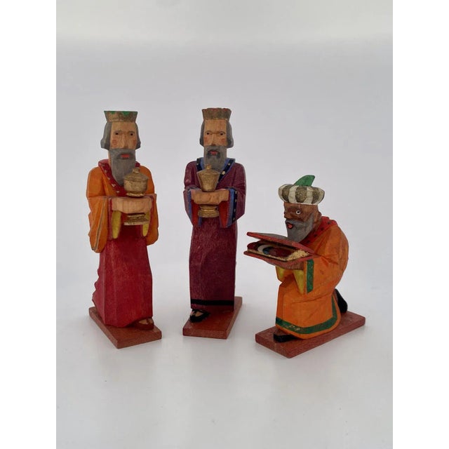 German Carved Nativity Figures, Set of 15 For Sale - Image 5 of 13