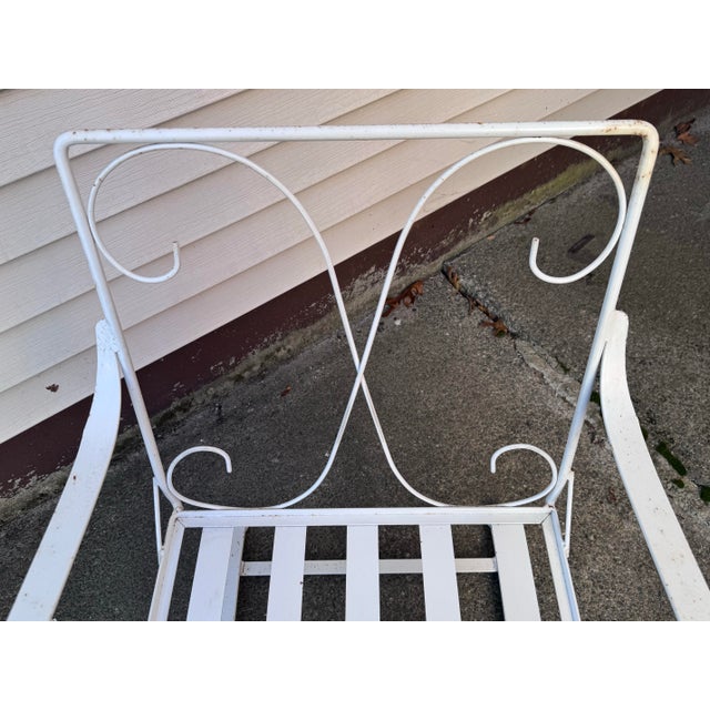 Mid-Century Modern Vintage 1960s White Wrought Iron Cantilever Lounge Chair For Sale - Image 3 of 10