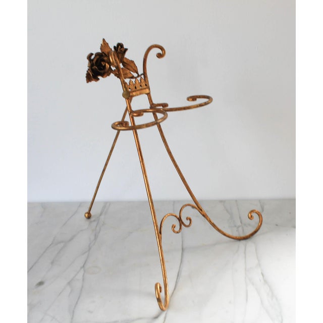 Ornate vintage gilded tea towel holder. Made in Italy. Minor age wear.