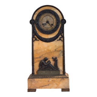 19th Century French Mantel Clock With Zodiac Dial and Reading Figure For Sale
