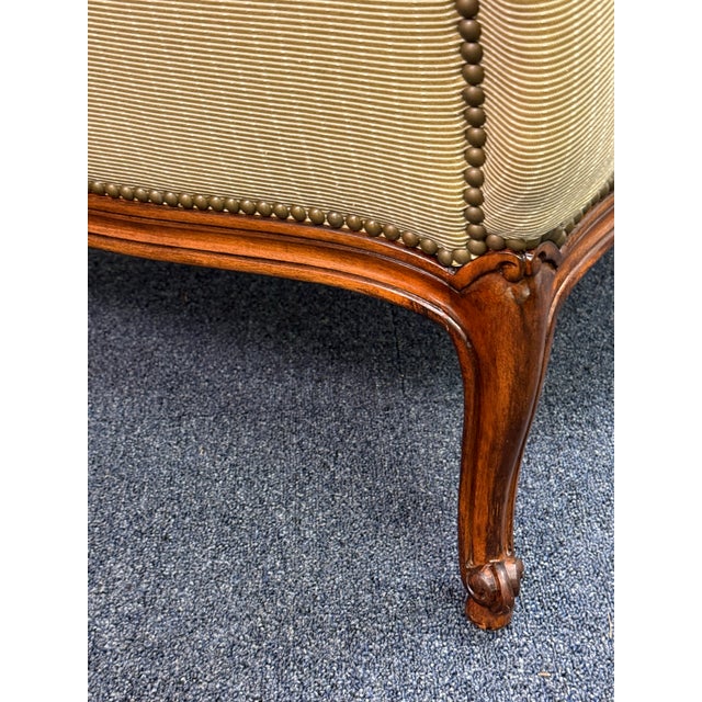 Ralph Lauren Carved French Upholstered Slipper Chair For Sale - Image 10 of 12