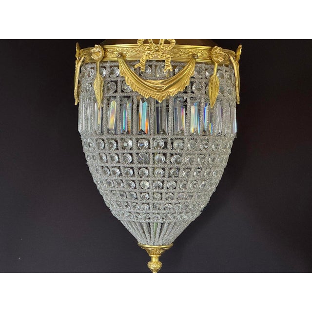 1980 French Louis XVI Gold Bronze Crystal Lantern - 1 Pc For Sale - Image 11 of 15