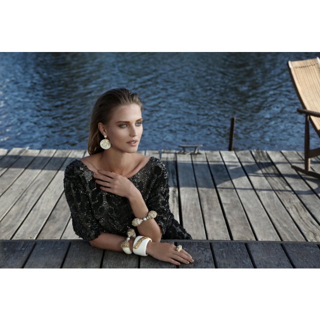 Miriam Salat Translucent and Frosted Vintage Golden Resin Cuff With Topaz Fantastic Art Deco - Miriam Salat (MIRIM) cuff...