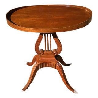 Mersman Oval Table With Lyre Base Cherry Wood Capped Brass Claw Feet For Sale