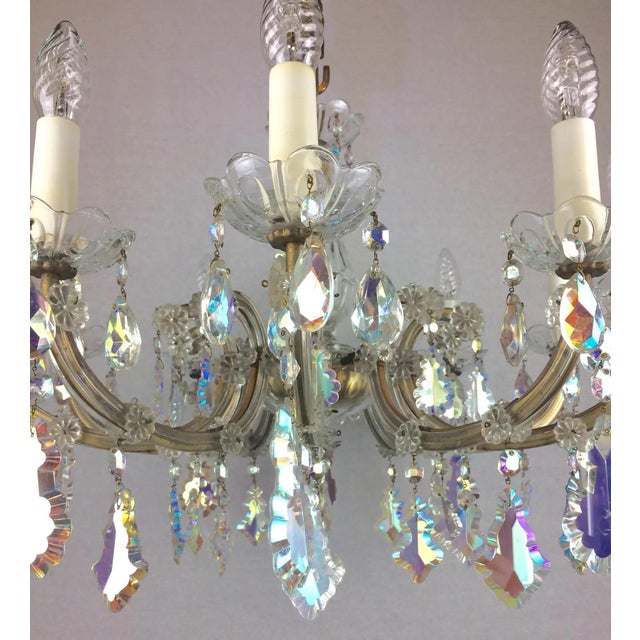 Mid 20th Century French Marie Theresa Chandelier With Colored Rock Crystals 10 Arms For Sale - Image 4 of 6