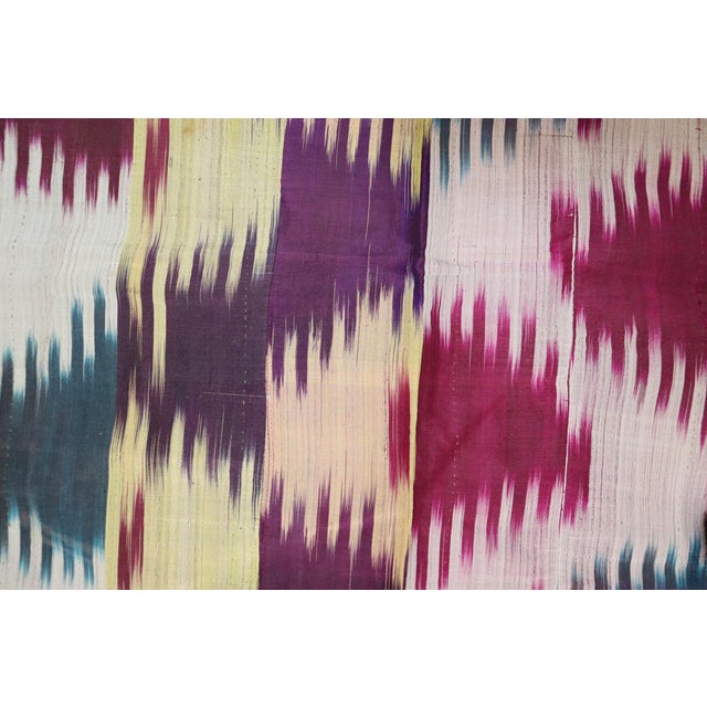 Vintage Uzbek Tribal Silk Ikat Wall Hanging, 1920s For Sale - Image 14 of 16