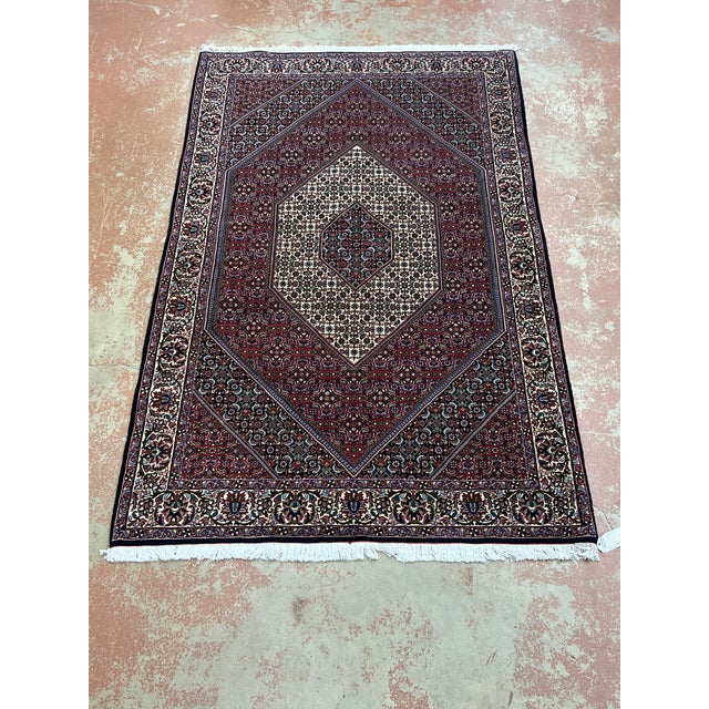 Traditional Persian Bijar Hand Knotted Wool Rug 5’ X 8’ For Sale - Image 3 of 4