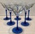 1970s Mid Century French Blue Hand Painted Equestrian Horse Martini Glasses - Set of 6 For Sale - Image 5 of 10