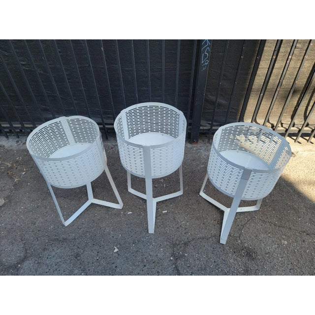 1970s Mid Century Modern White Metal Baskets - Set of 3 For Sale - Image 10 of 18