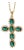 Passion Diamond & Green Jade Stone Cross Pendant Necklace For Sale
