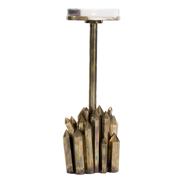 Kryptonite Side Table (Tortoise Brass & Magnifying Resin) For Sale