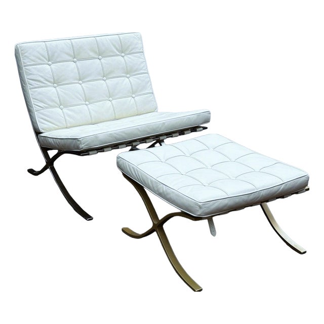 Set of Barcelona Chair and Ottoman For Sale