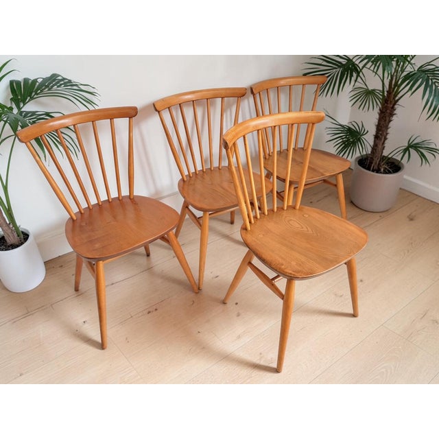 Wood Mid-Century Modern Dining Chairs in Beech and Elm by Lucian Ercolani for Ercol, 1960s, Set of 4 For Sale - Image 7 of 16
