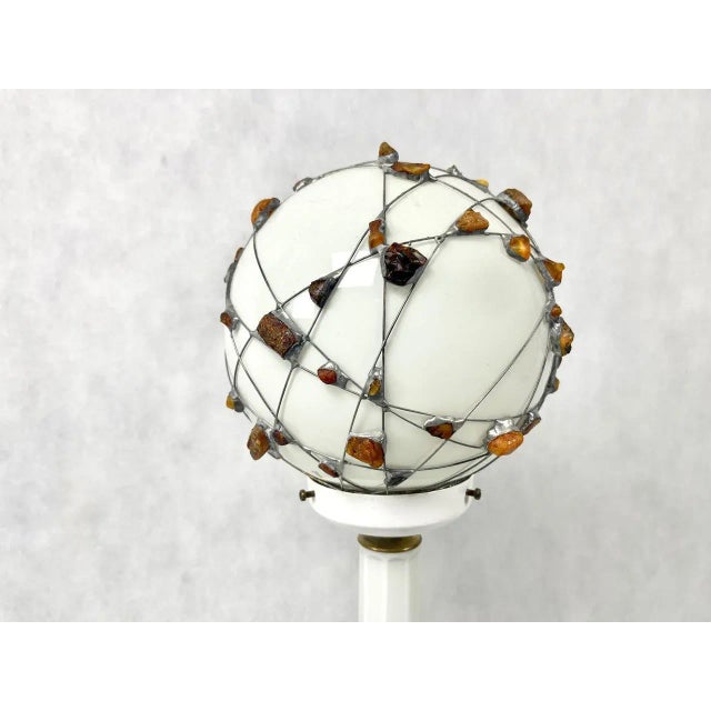 Vintage Danish Table Lamp with Handcrafted Amber Decoration from Jørgen Mørup, 1970s For Sale - Image 3 of 11