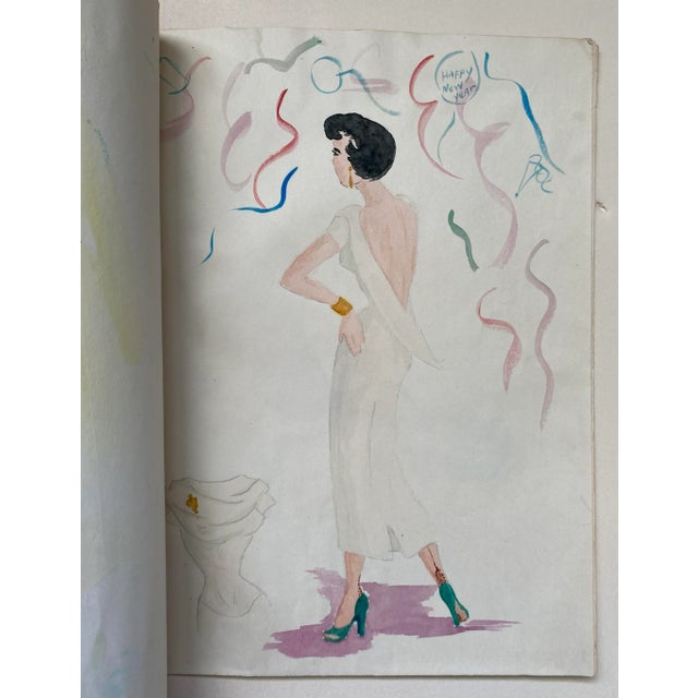1950s Mid Century Portfolio of Fashion Paintings For Sale - Image 9 of 11