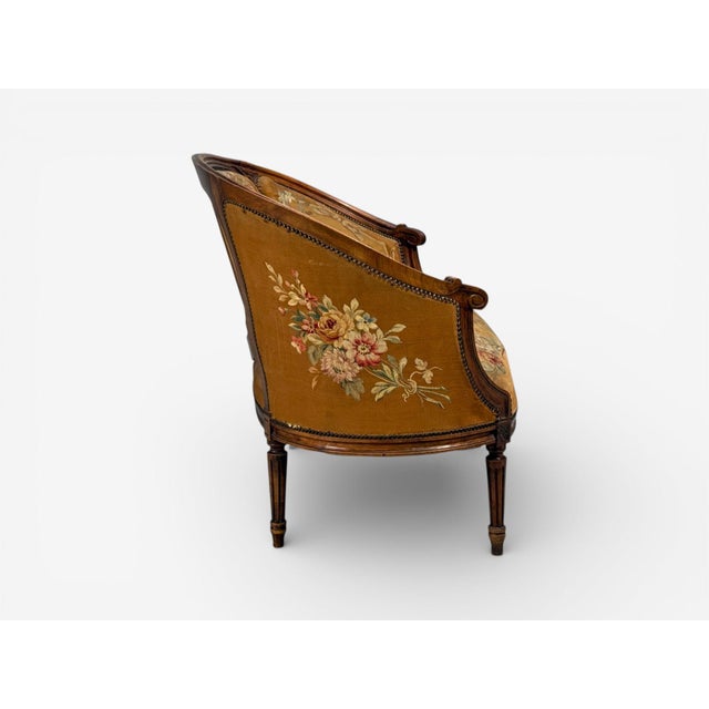 Brown Louis XVI Style, Canape or Settee, Tapestry, Walnut, France, 20th C. For Sale - Image 8 of 12