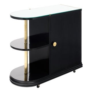 Art Deco Period French Ebonized Walnut Veneer Bar Cart For Sale