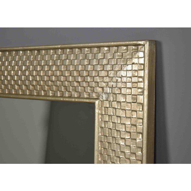 1970s Vintage French Mirror in Champagne With Textured Metal Frame For Sale - Image 5 of 10