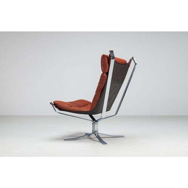 1970s Falcon Lounge Chair Leather and Metal by Sigurd Ressell for Vatne Møbler, 1970 For Sale - Image 5 of 17