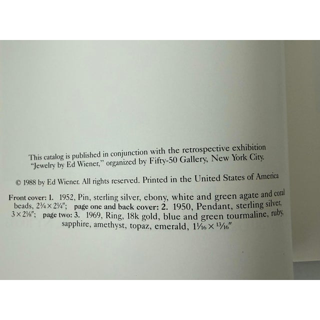 Jewelry by Ed Wiener - 1988 Exhibition Catalog For Sale In San Francisco - Image 6 of 9