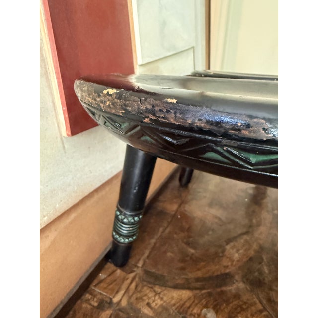 Black Pair of Attributed Ettore Zaccari Coffee Table Stools C1910 Italy For Sale - Image 8 of 12