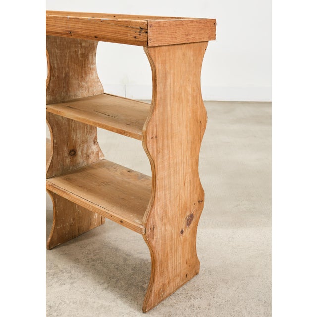 19th C. French Country Pine Farmhouse Cupboard Shelf Étagère 7 Ft For Sale - Image 10 of 15