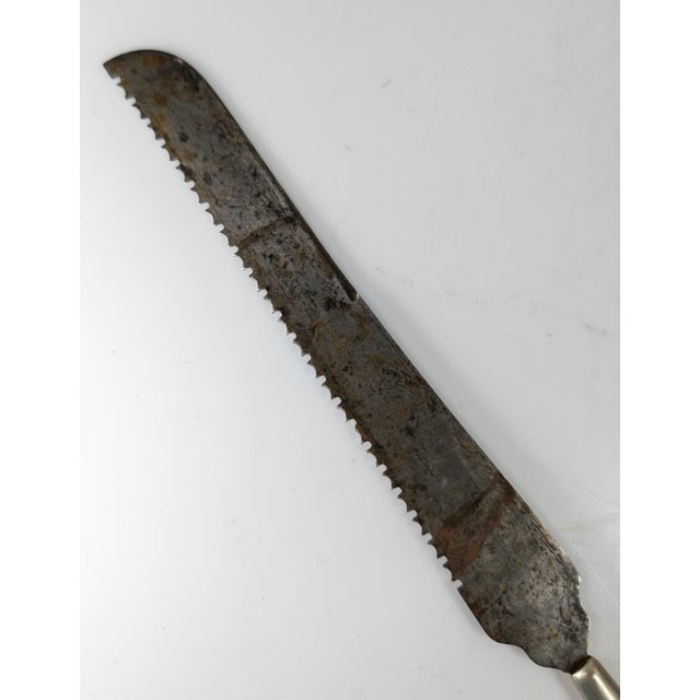 19th Century English Victorian Steel Bread Knife With Mother of Pearl Handle For Sale In New York - Image 6 of 12