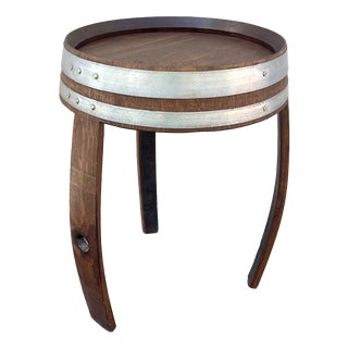 Three-Legged Wooden Barrel Table, Italy, 1980s For Sale