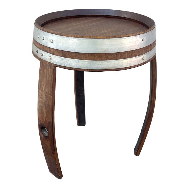 Three-Legged Wooden Barrel Table, Italy, 1980s For Sale