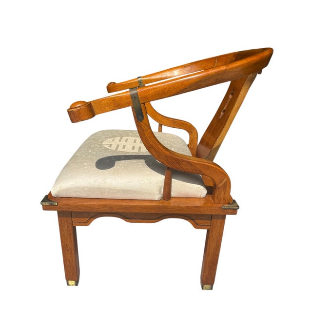 1970’s, super chic, Chinoiserie-style horseshoe chair. This girl is a stylish one, with her curves, her brass and her nod...