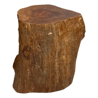 Mid 20th Century Large Free-Form Brown Rustic Tree Trunk Side Pedestal Table For Sale